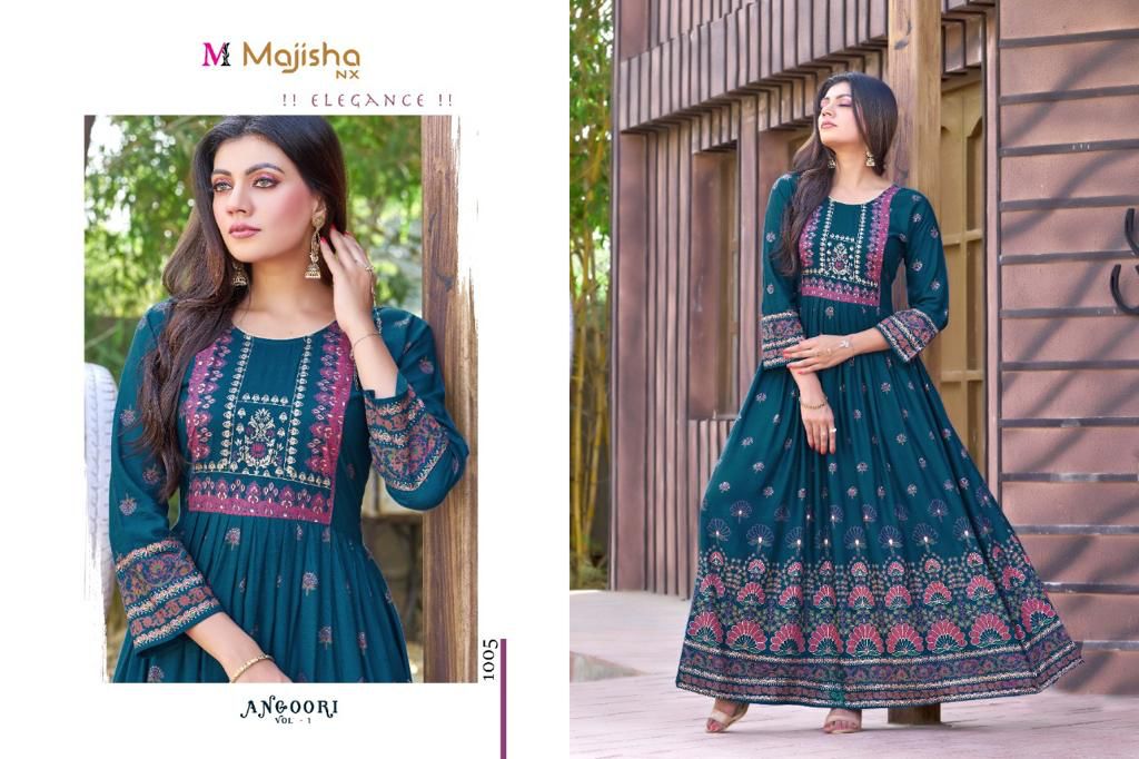 Majisha Nx Angoori 1 fancy Designer Ethnic Wear Long Anarkali Kurti Collection
